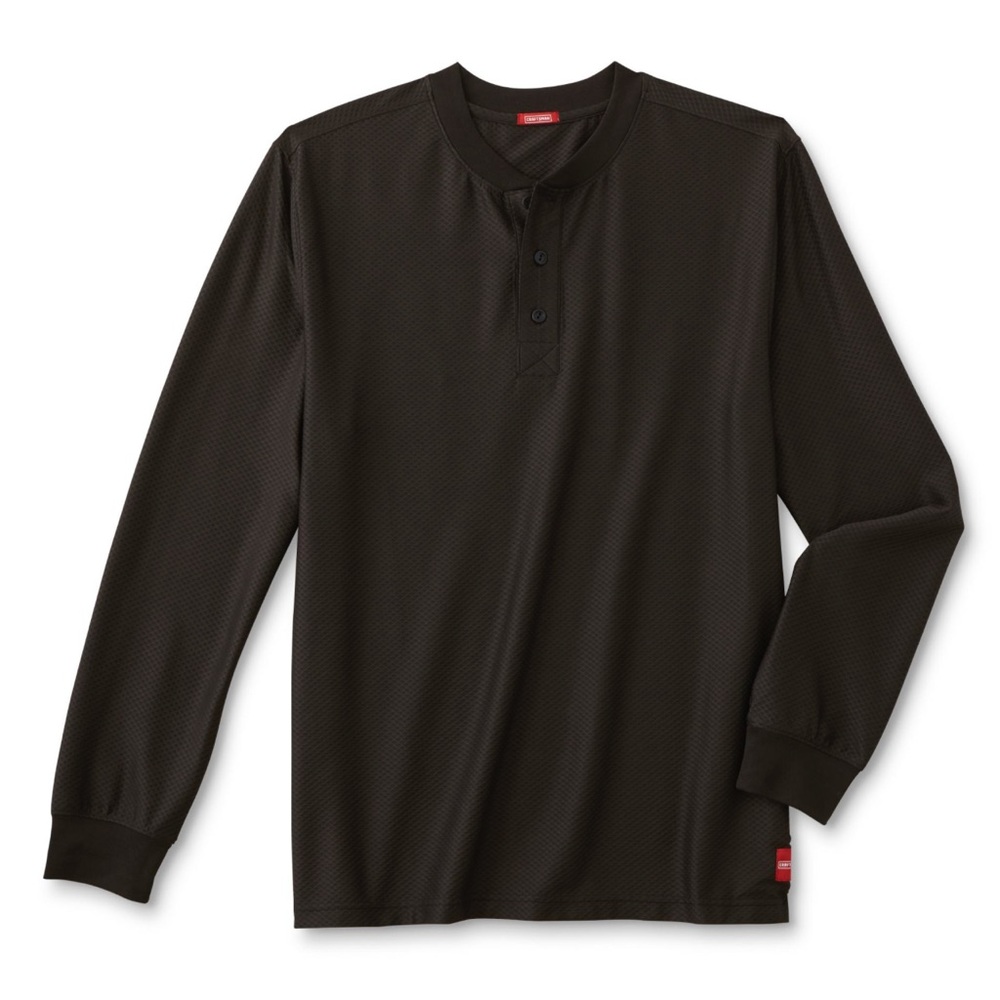 Craftsman Men’s Henley Shirt XL | Long Sleeve Waffle Knit Pullover | Dark Gray